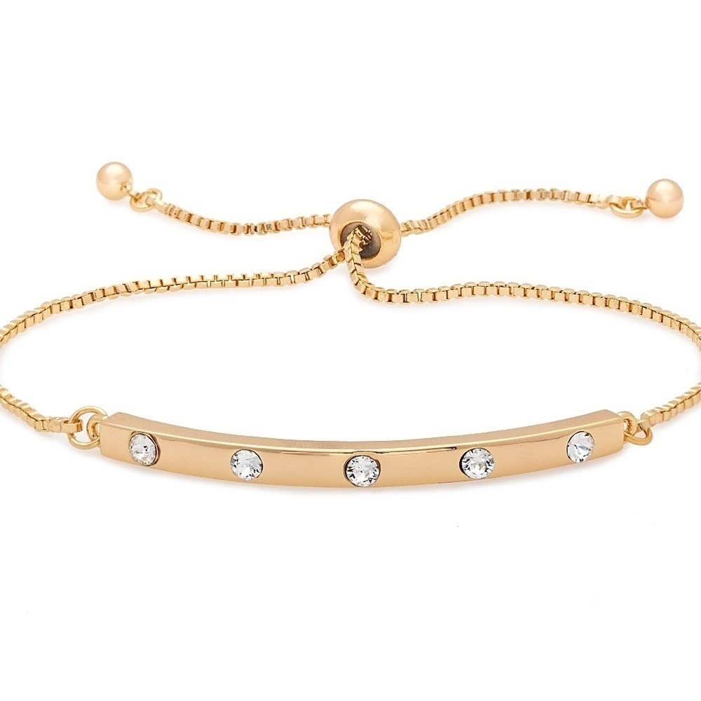 Gold Bar Adjustable Bracelet with Swarovski Crystals
